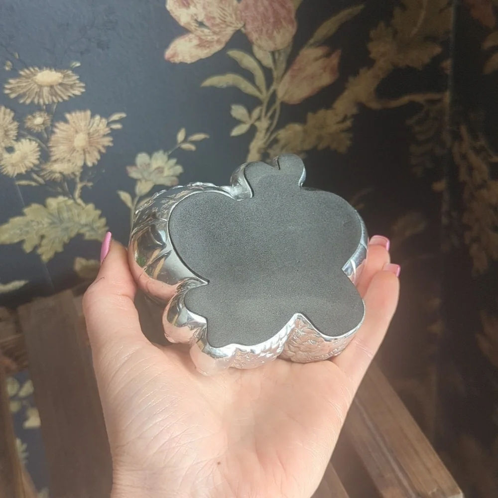 Vintage Contemporary Polished Pewter Sculpture of Pumpkins Candle Stick Holder